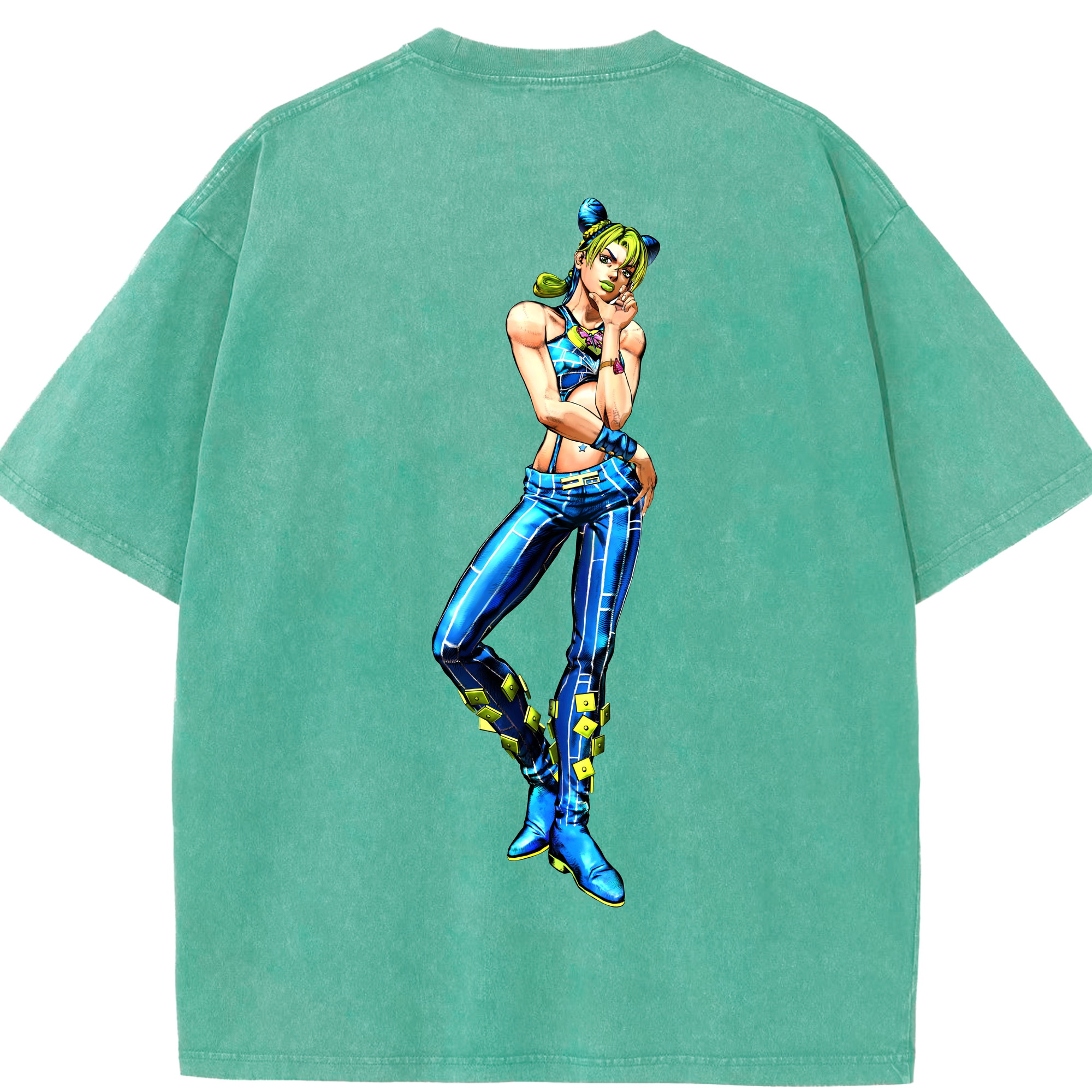 （画像用） "ジョジョの奇妙な冒険 くうじょう ジョリーン JoJo's Bizarre Adventure Jolyne Cujoh " 綿100% ヴィンテージ風 半袖Tシャツ（背面プリント）